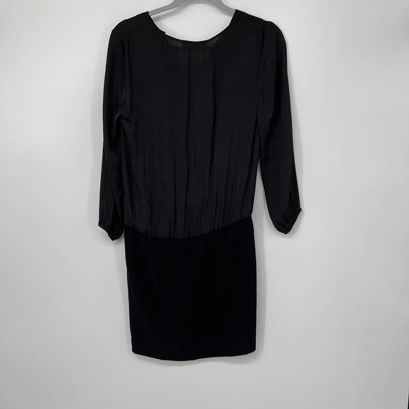 SEE U SOON BLACK LONG SLEEVE LIGHTWEIGHT ELASTIC WAIST MINI DRESS SIZE 1 - Picture 2 of 3